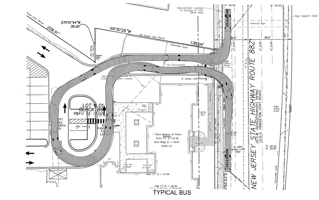 A traffic flow plan for an adult daycare center approved for the former Laurelton School, Brick, N.J. (Planning Documents)